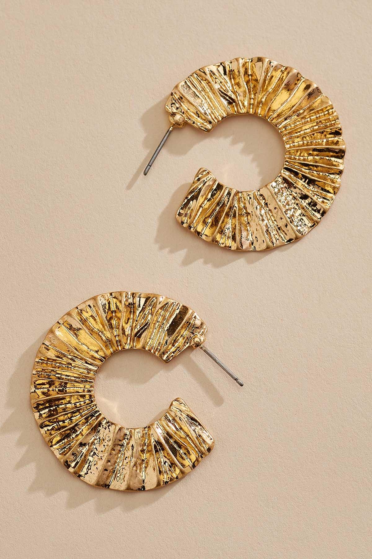 LARGE GOLD SPINE HOOPS EARRINGS