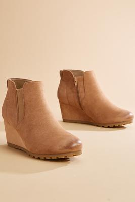 Faux Suede Wedge Booties