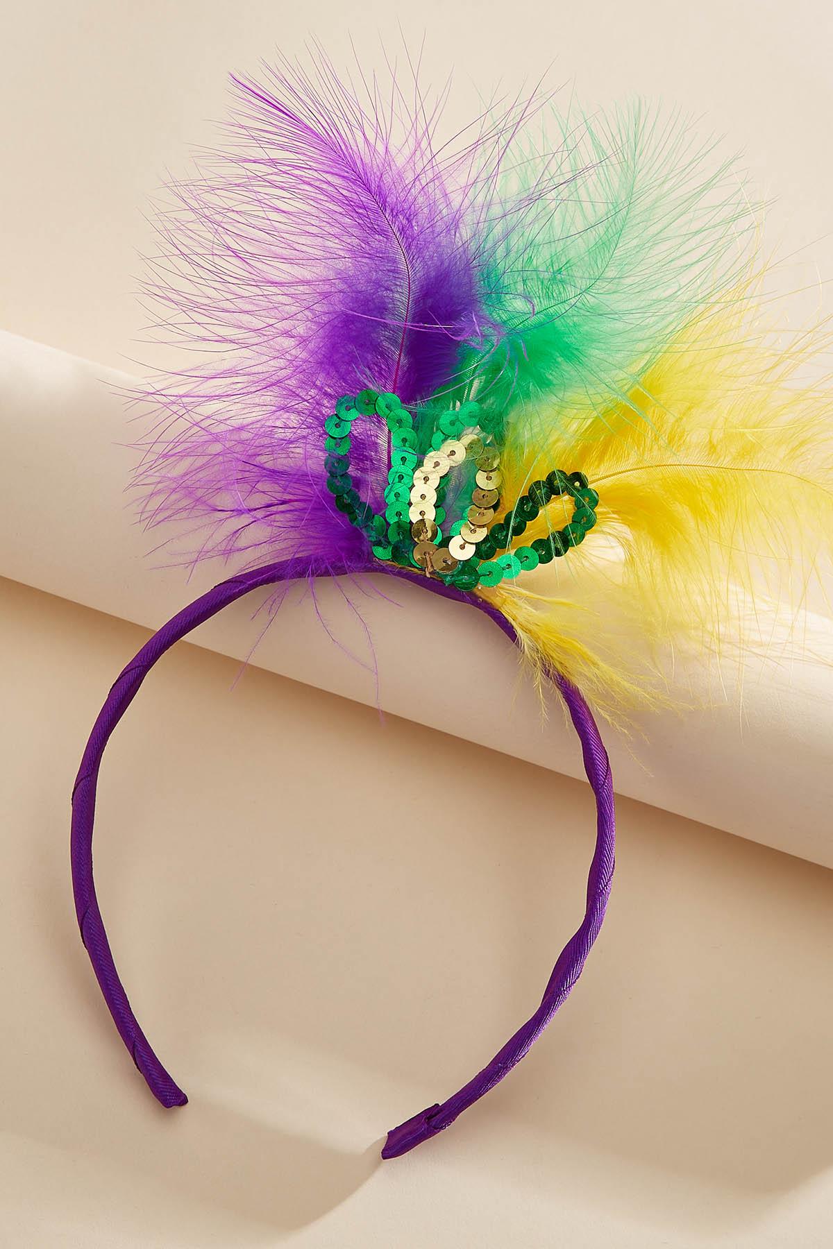 J Hat Mardi Gras Crown Headband - Green Yellow Purple OSFM