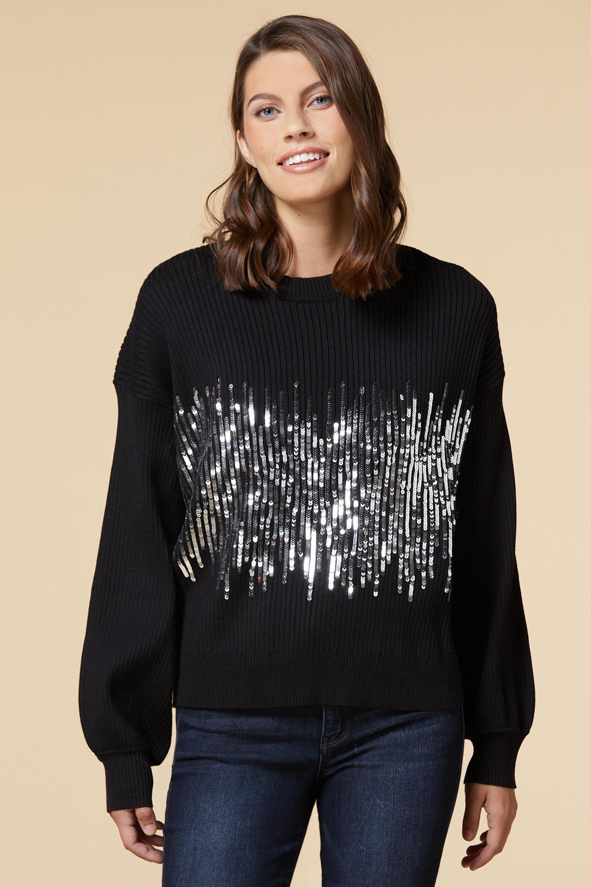 Black fringe 2025 sweater women's