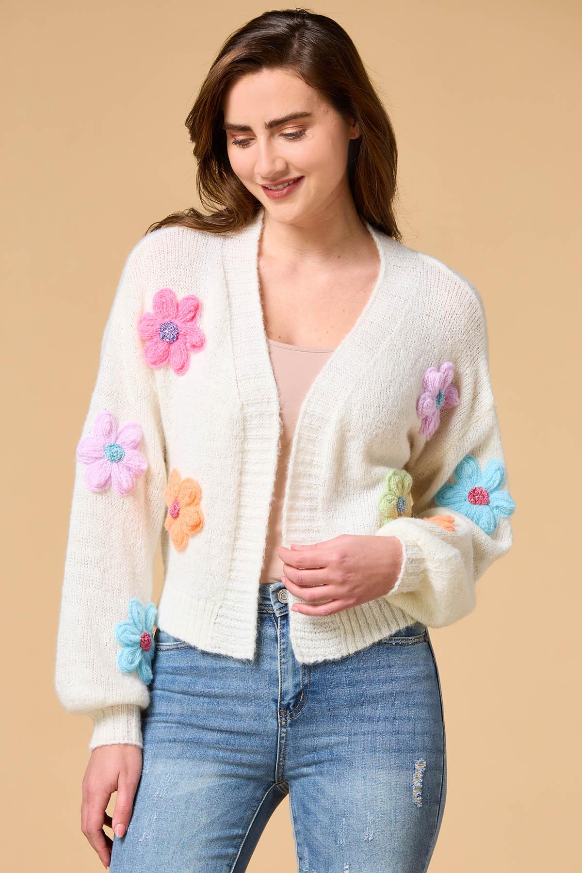 Lightweight Floral Ribbed Cardigan