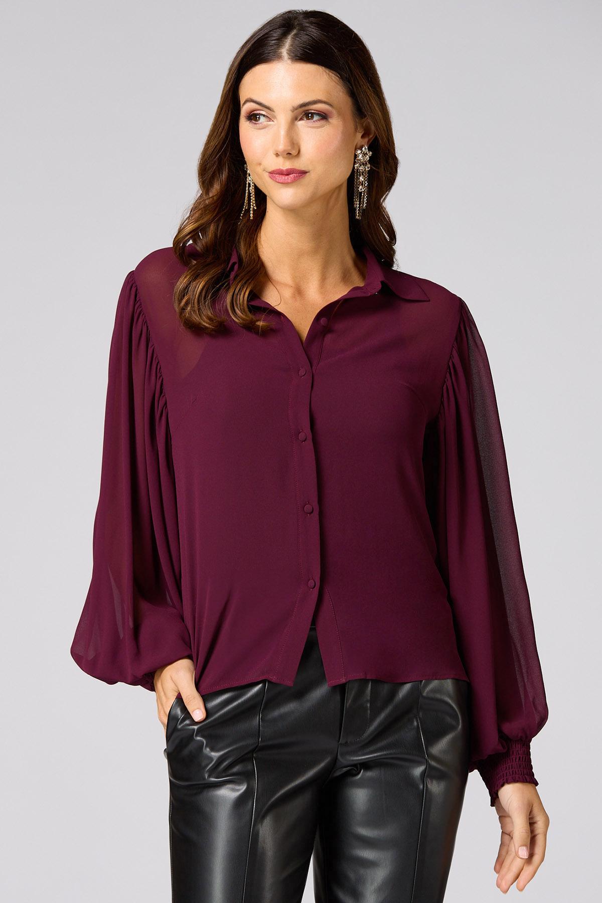 Chiffon shops button down