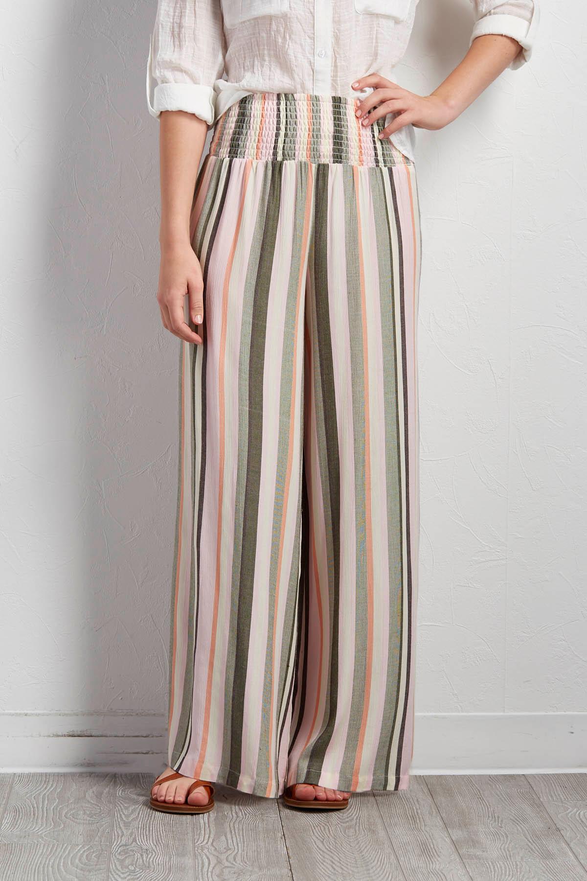 striped linen palazzo pants