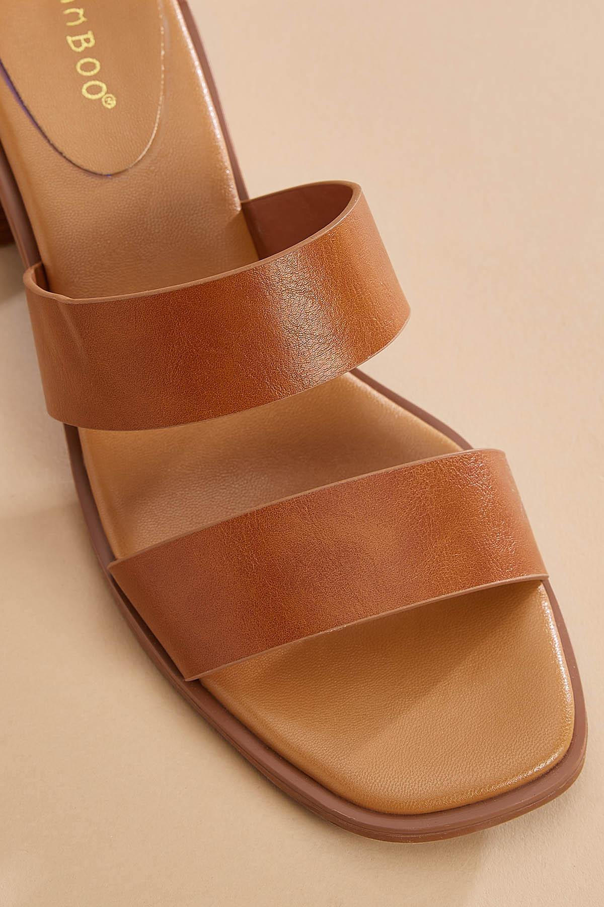 Versona brown strap wood heels