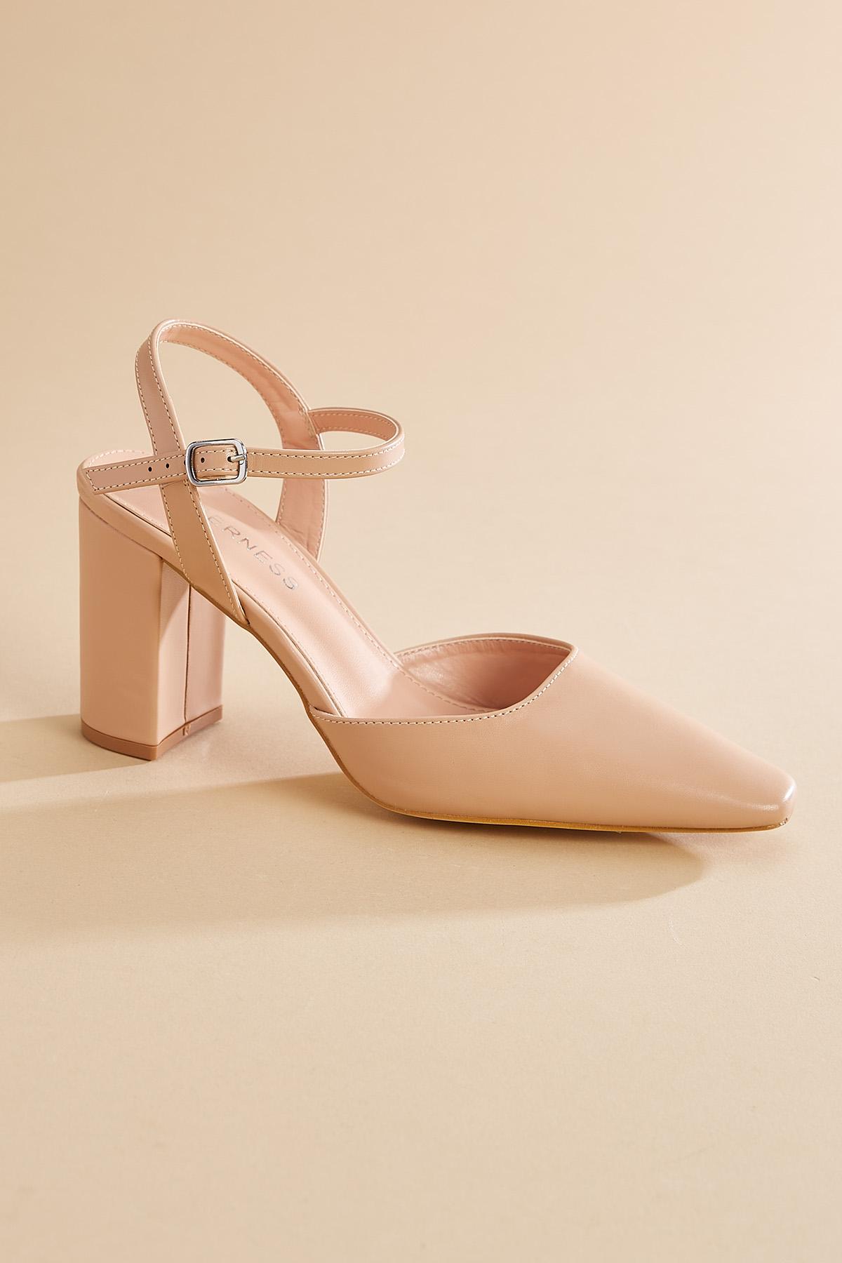 Nude two strap heels best sale