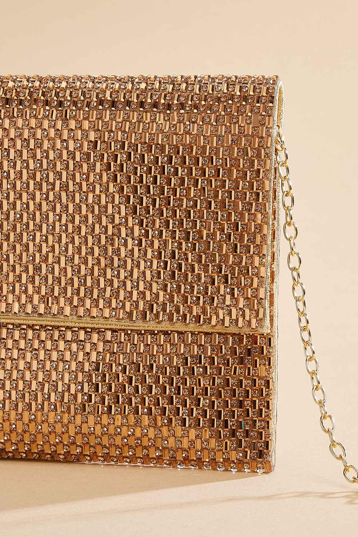 Gold mesh clutch sale